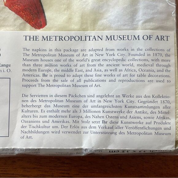 NEW Metropolitan Museum Of Art 20 Shoe Printed Napkins Leopard Blue Red Pattern - Picture 5 of 8